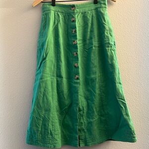 Universal Thread Bright Green Button-Front A-Line Midi Skirt